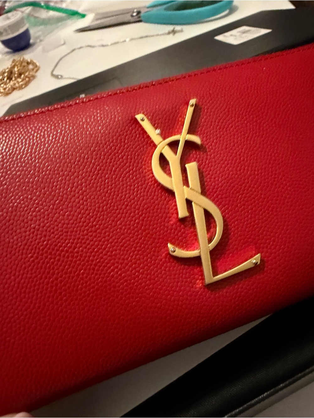 Saint Laurent Red Leather Long Zippy Wallet - Picture 3 of 16